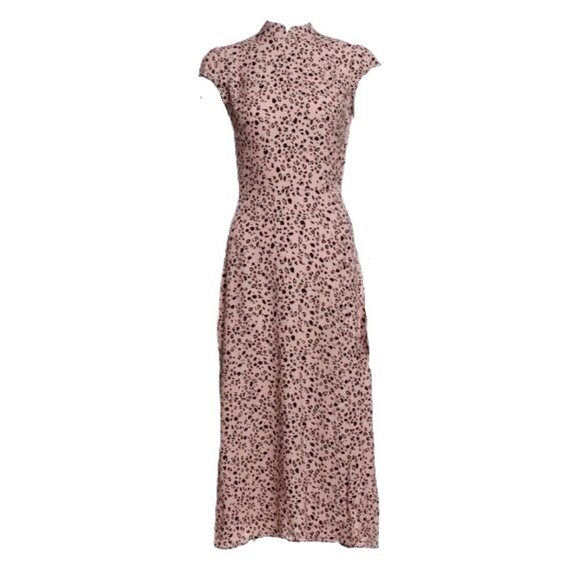 NWT Reformation Patti Midi in Pink Panther Leopard Print Side Slit Dress 6 - Picture 1 of 9